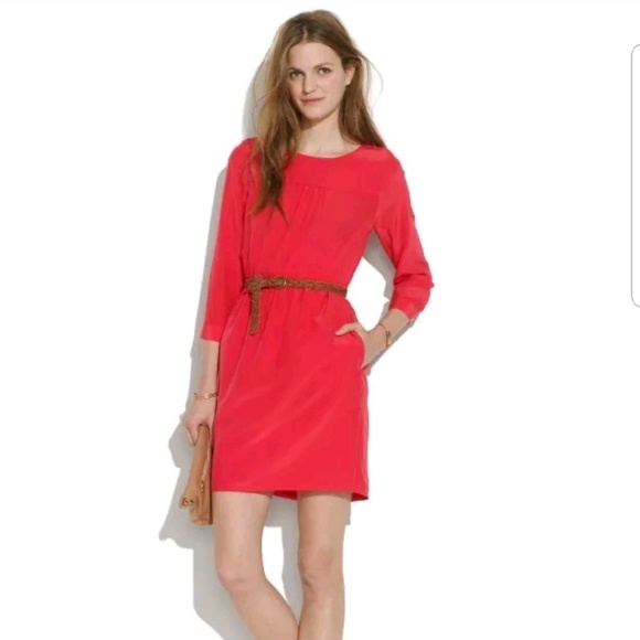 Madewell Dresses & Skirts - Madewell Silk Day Dress 2 Bright Pink